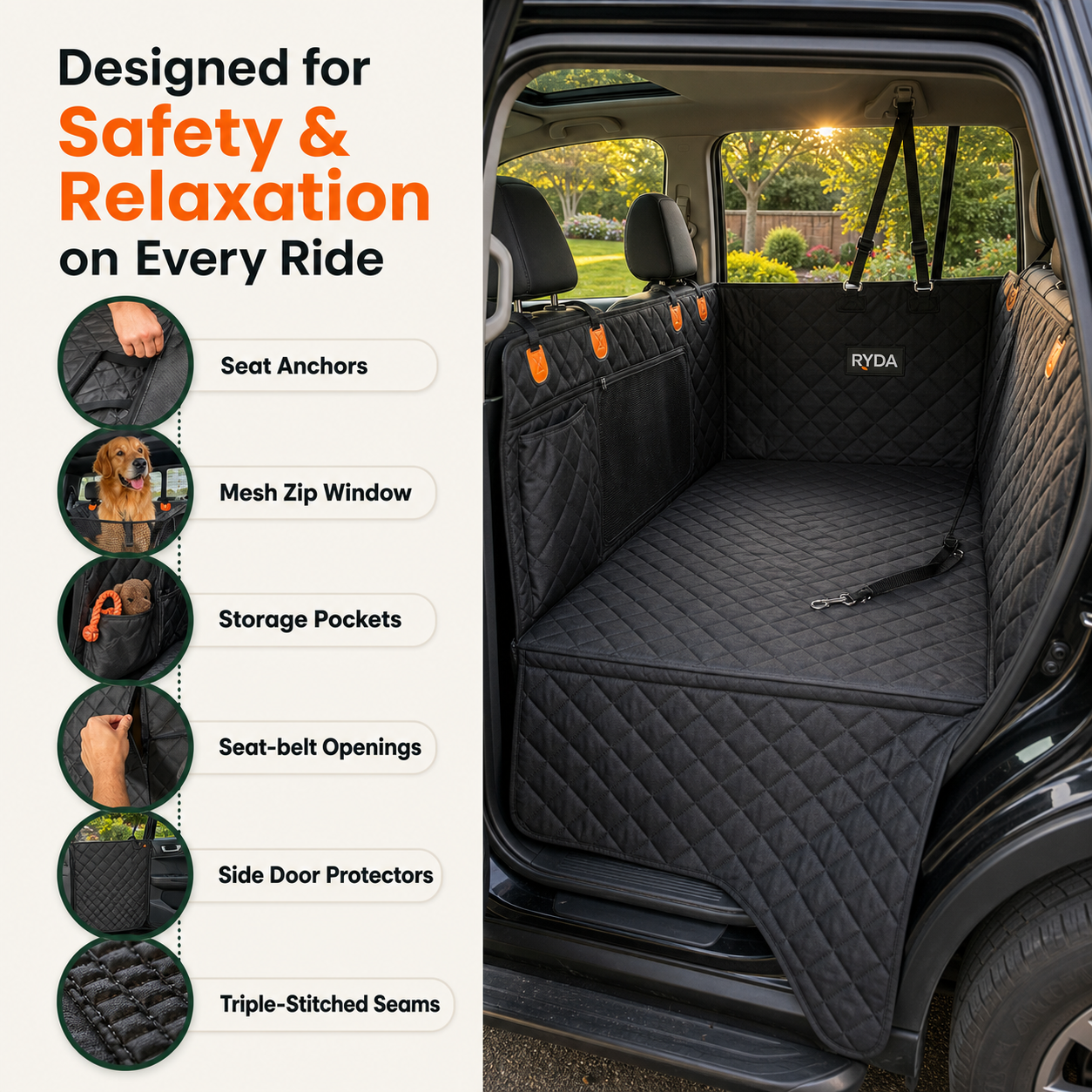B90 PRO | The Safe Backseat Dog Bed