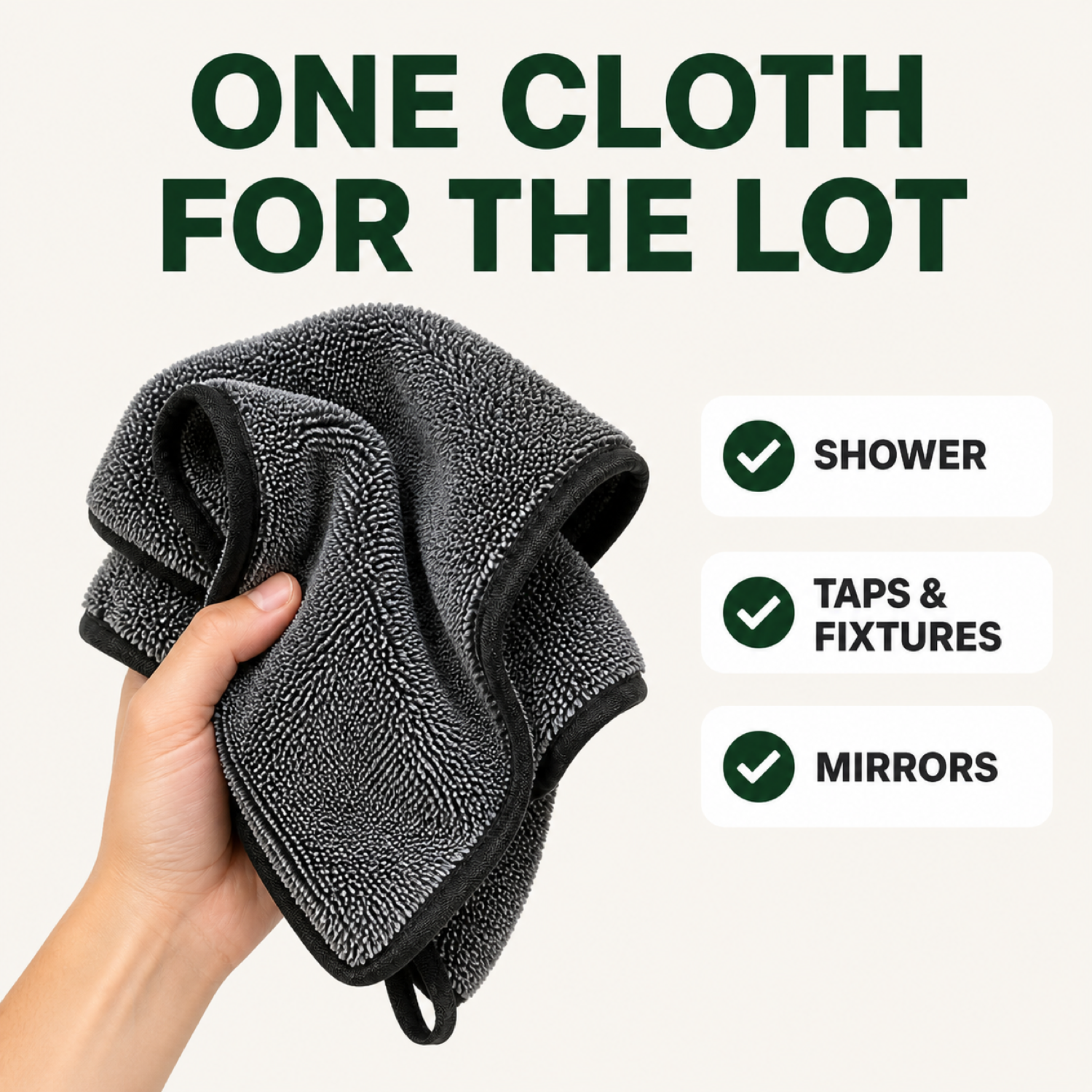 One RydaCloth XXL for shower, taps and mirrors