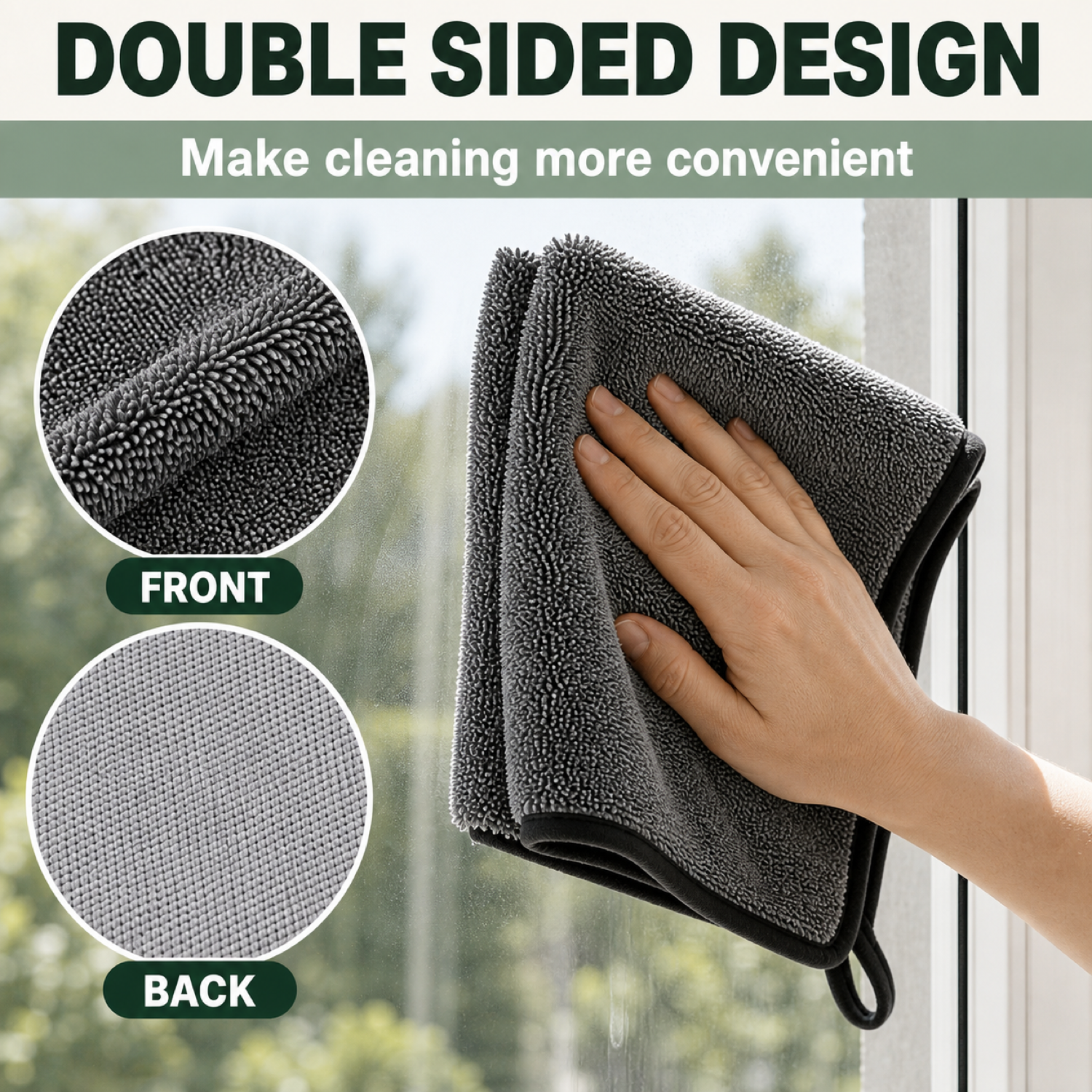 RydaCloth XXL dual-sided design — looped pile side and flat polishing side