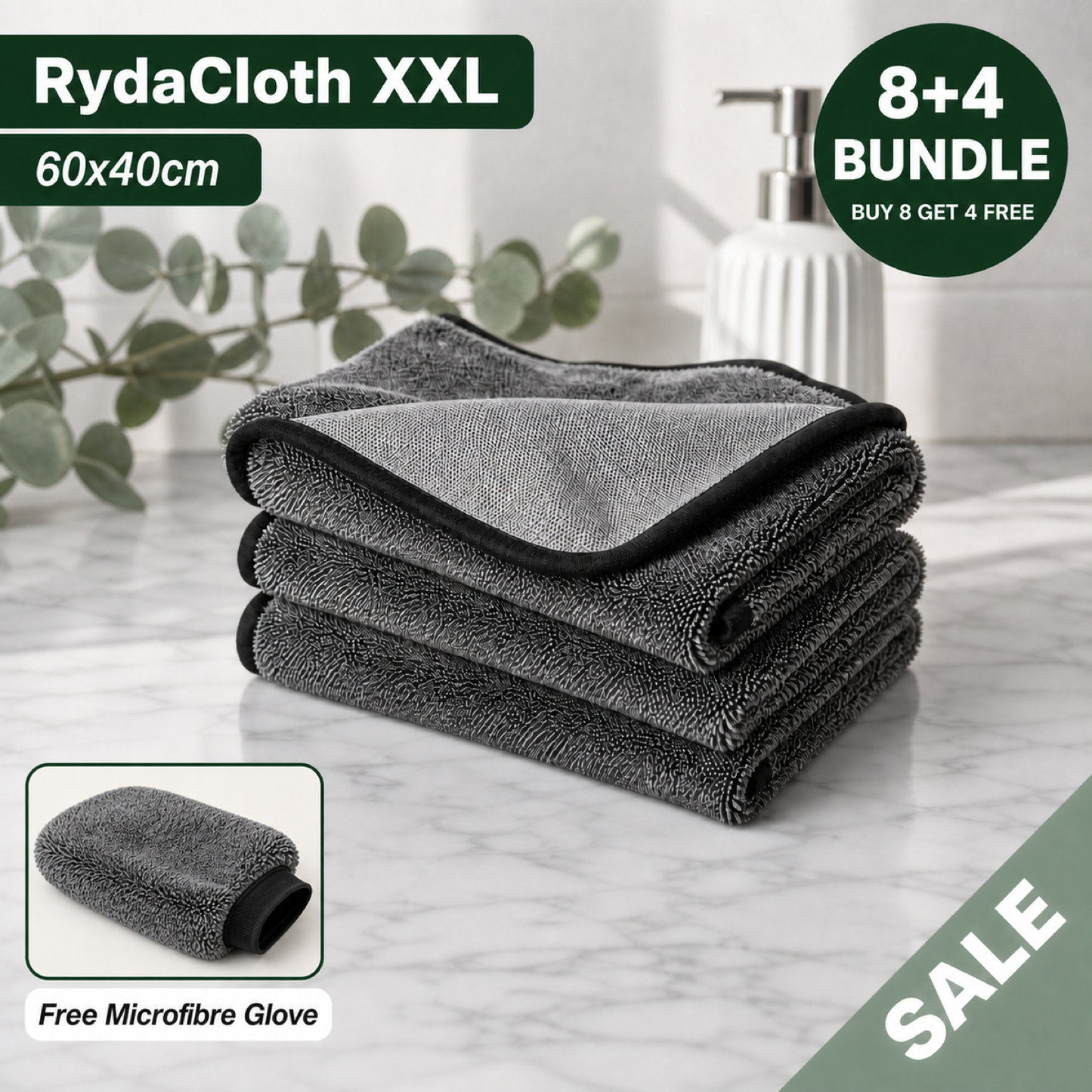RydaCloth XXL 8+4 free bundle with a free microfibre glove