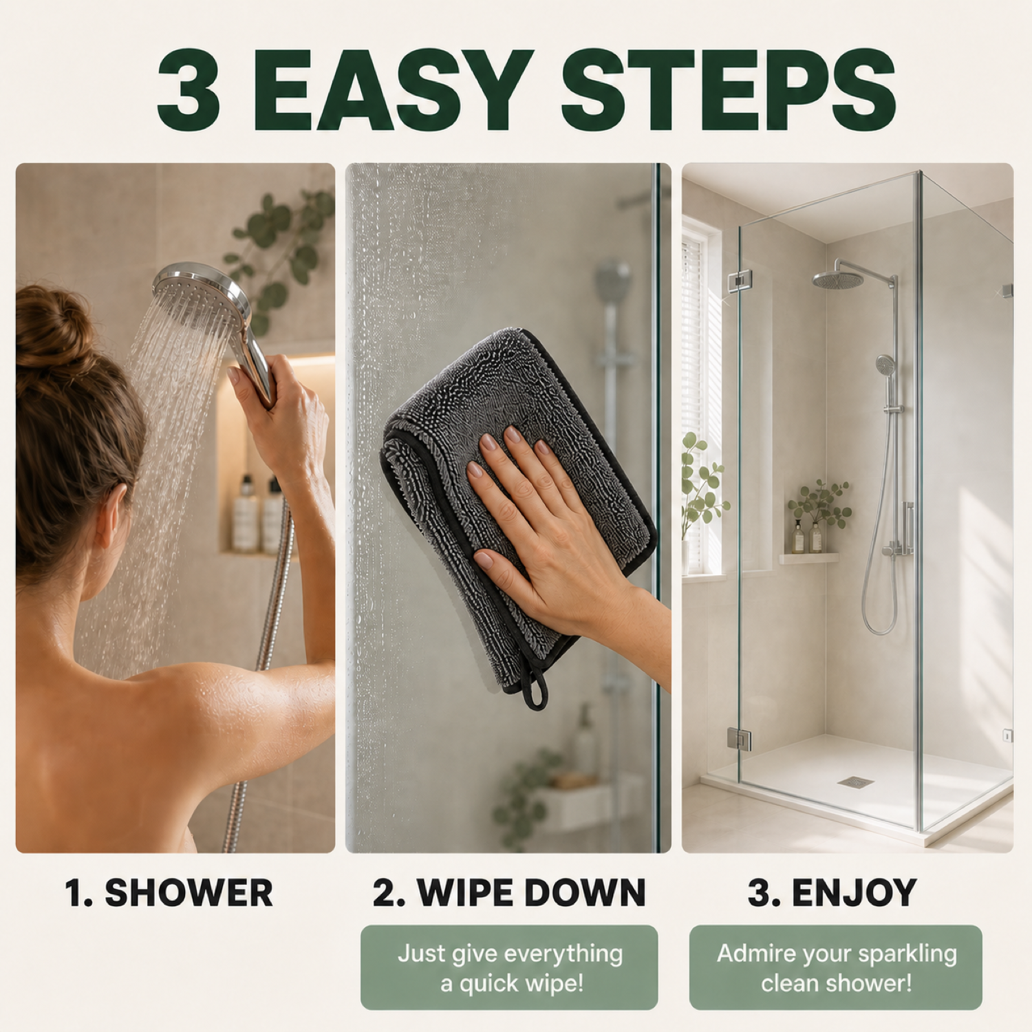 How to use the RydaCloth in three steps: shower, wipe down, enjoy