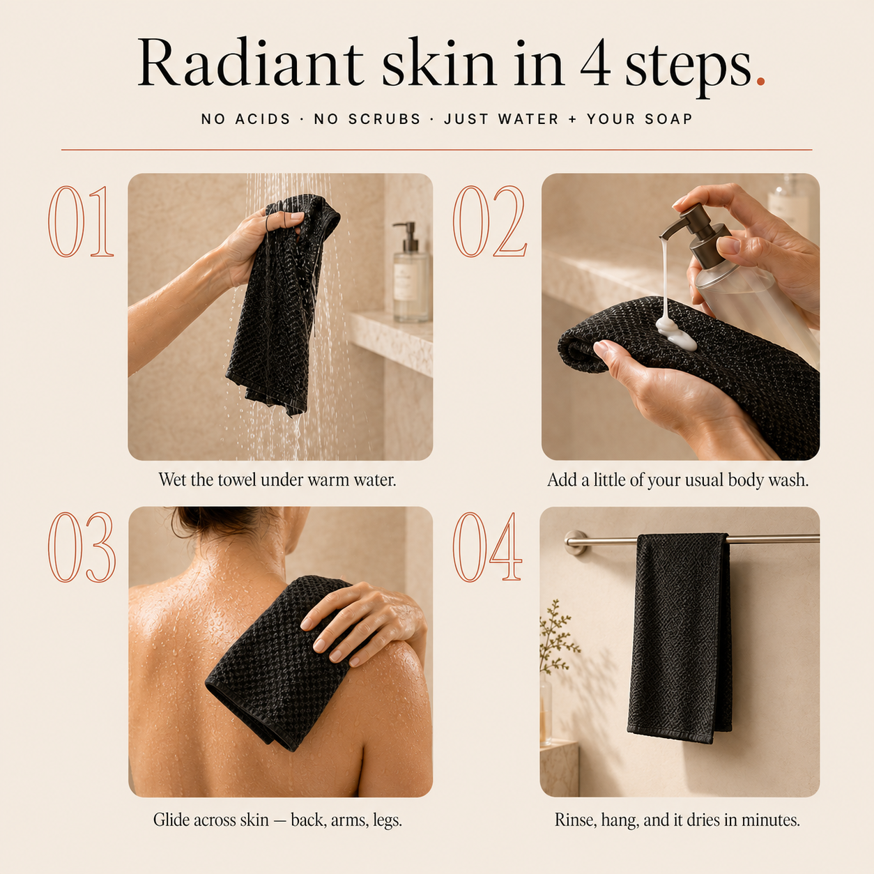 Ryda Exfoliating Antibacterial Shower Towel