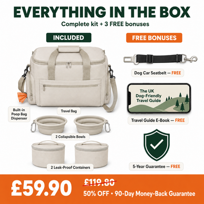 D40 PRO complete kit with free dog car seatbelt, free travel guide e-book and 5-year replacement guarantee