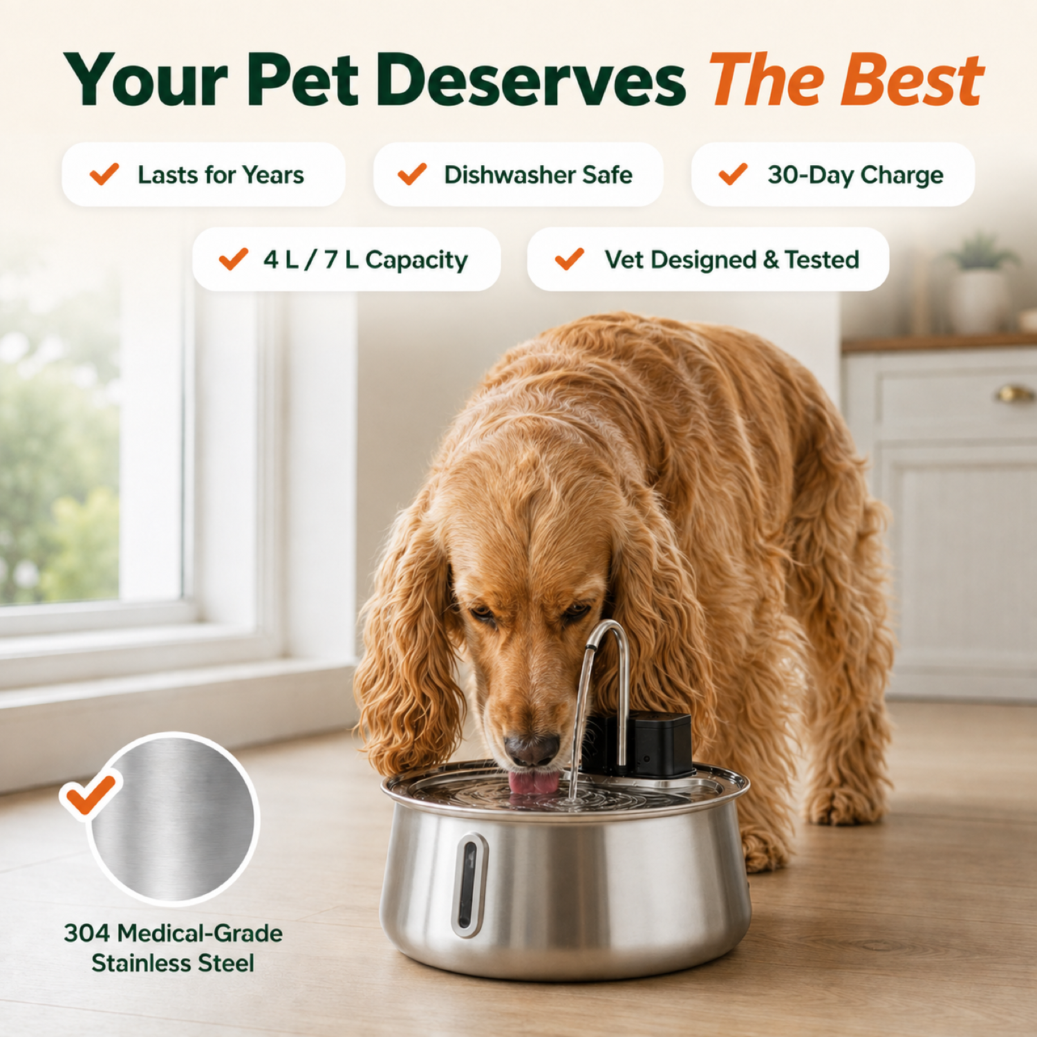 Your pet deserves the best: lasts for years, dishwasher safe, 30-day charge, 4 L / 7 L, vet designed
