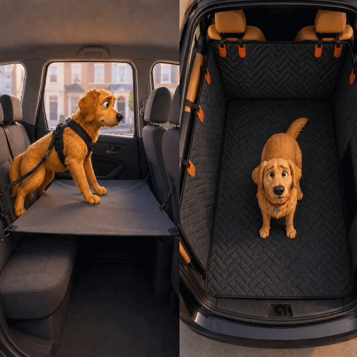 Large dog travelling in the back seat