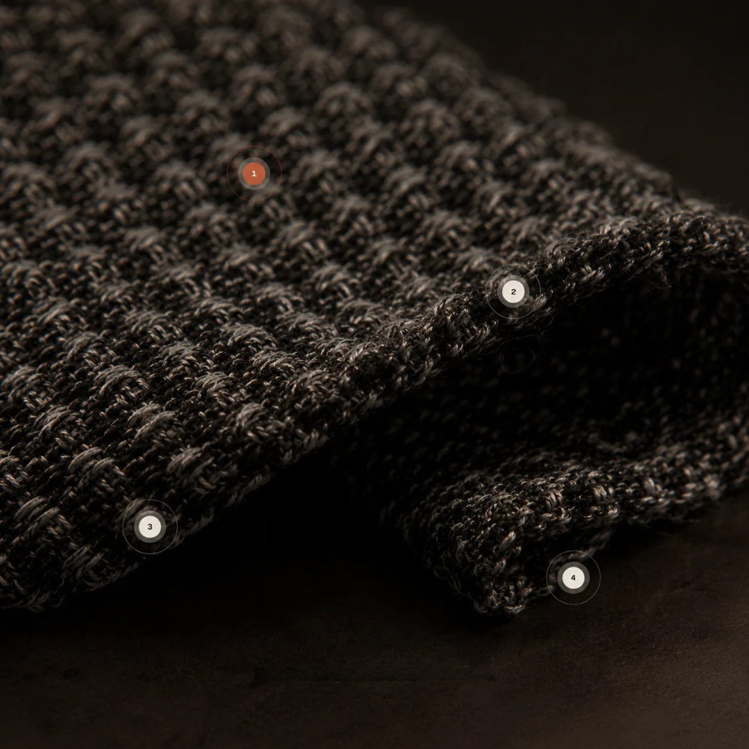 Macro / cross-section of the towel weave on dark surface