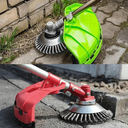 T26 PRO head shown fitted to two different strimmers - strimmer not included