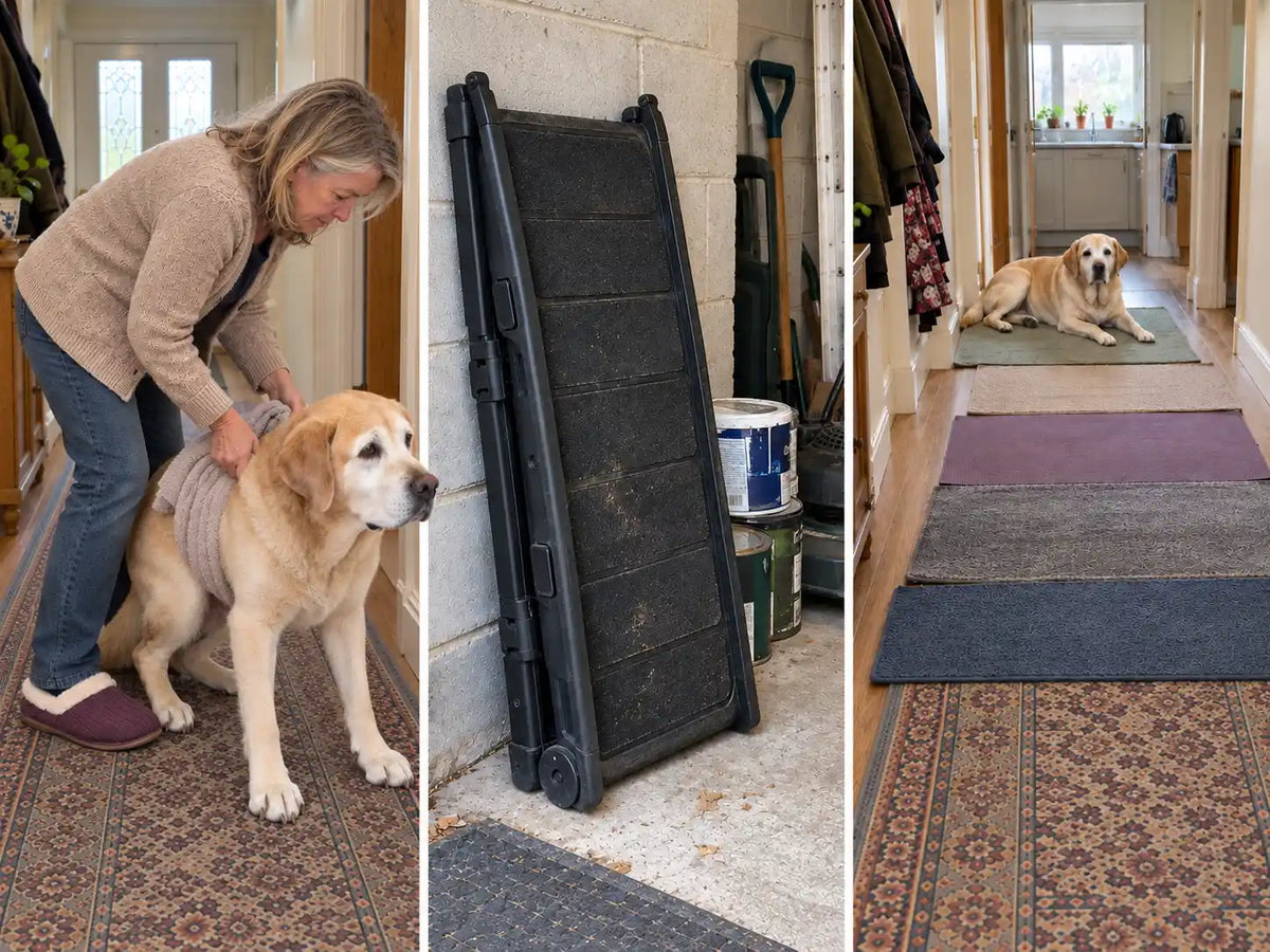 The bath towel. The ramp at £120. And put rugs everywhere.