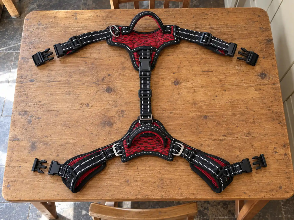 The RYDA Up-You-Get harness laid flat